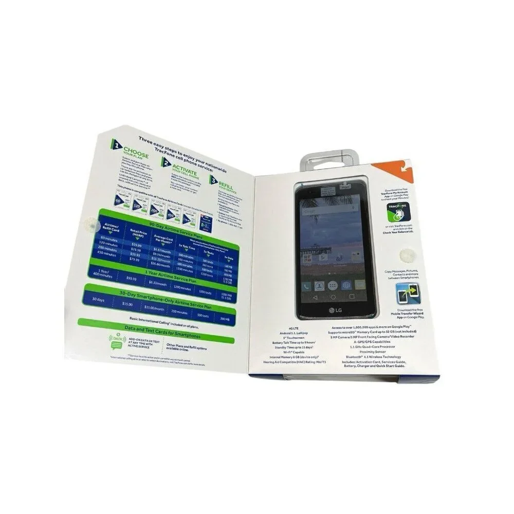 LG Treasure LTE L52VL TracFone 8GB Black Android Smartphone New Factory Sealed